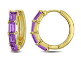 2.44 Carat (ctw) Amethyst Hoop Earrings in Yellow Plated Sterling Silver