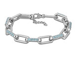 2.16 Carat (ctw) Blue Topaz Link Bracelet in Sterling Silver (7.5 inches)