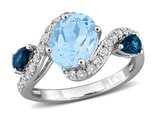 3.68 Carat (ctw) London Blue and White Topaz Ring in Sterling Silver