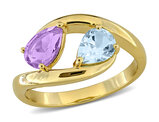 1.40 Carat (ctw) Sky-Blue Topaz and Amethyst Ring Yellow Plated Sterling Silver