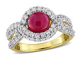 3.46 Carat (ctw) Lab-Created Ruby and White Sapphire Ring Yellow Sterling Silver