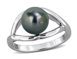 8-8.5mm Black Tahitian Cultured Pearl Ring in Sterling Silver