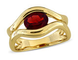 1.40 Carat (ctw) Oval Garnet Ring in Yellow Plated Sterling Silver
