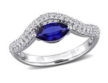 1.44 Carat (ctw) Lab-Created Blue & White Sapphire Ring in Sterling Silver