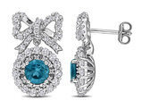 4.17 Carat (ctw) Lodnon Blue and White Topaz Bow Dangle Earrings in Sterling Silver
