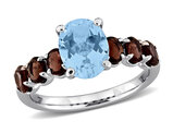 3.46 Carat (ctw) Sky Blue Topaz and Smokey Quartz Ring in Sterling Silver