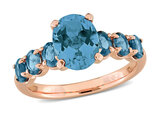 4.00 Carat (ctw) London Blue Topaz Ring in Rose Plated Sterling Silver