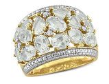 4.98 Carat (ctw) Green Quartz Ring in Yellow Plated Sterling Silver with Accent Diamonds