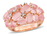 7.79 Carat (ctw) Pink Quartz Ring in Rose Plated Sterling Silver with Accent Diamonds