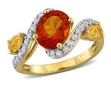 3.54 Carat (ctw) Madeira Citrine and White Topaz Ring in Yellow Plated Sterling Silver