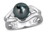 8-8.5mm Black Tahitian Cultured Pearl Ring in Sterling Silver