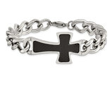 Mens Stainless Steel Black Carbon Fiber Cross Bracelet (8.50 Inches)