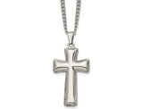 Mens Stainless Steel Cross Pendant Necklace with Chain (24 Inches)