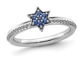 1/5 Carat (ctw) Lab-Created Blue Sapphire Star Ring 14K White Gold