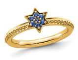 1/5 Carat (ctw) Lab-Created Blue Sapphire Star Ring 14K Yellow Gold