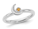Sterling Silver Moon Ring with Yellow Citrine