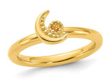Yellow Plated Sterling Silver Moon Ring with Yellow Citrine