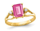 1.65 Carat (ctw) Emerald-Cut Pink Tourmaline Ring 14K Yellow Gold (SIZE 6)