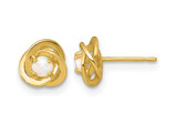 10K Yellow Gold Lab-Created Love Knot Opal Earrings