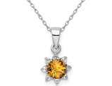2/3 Carat (ctw) Citrine and White Topaz Pendant Necklace in Sterling Silver with Chain