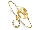 Yellow Plated Stainless Steel Leaf Chain Bracelet (7.25 Inches)