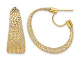 14K Yellow Gold Polished Braided Mesh Hoop Earrings