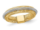 14K Yellow Gold Two Tone Textured Stretch Ring