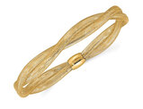 14K Yellow Gold Twisted Woven Mesh Slip-on Stretch Bracelet (7 Inches)