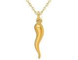 Gold Plated Sterling Silver Italian Horn Pendant Necklace with Chain