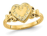 14K Yellow Gold 10mm Heart Locket Ring (Size 7)
