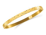 Stainless Steel Yellow Plated Hammered Polished Bangle Bracelet (4.5mm)
