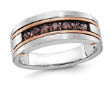 Men's 14K White Gold 1/2 Carat (ctw) Champagne Brown Diamond Ring (SIZE 10)