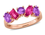 1.83 Carat (ctw) Amethyst and Pink Topaz Ring Rose Sterling Silver