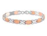 10K White and Rose Gold Two-tone Polished XO Link Bracelet  (7.25 inches) 