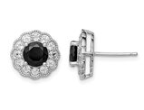3.00 Carat (ctw) Black Sapphire and White Topaz Halo Earrings in Sterling Silver