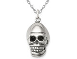 Sterling Silver Antiqued Skull Pendant Necklace with Chain