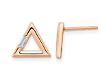 1/20 Carat (ctw) Baguette Diamond Triangle Earrings in 14K Rose Pink Gold