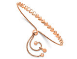 Rose Plated Sterling Silver Heart Bolo Bracelet