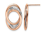 14K Gold White and Rose Plated Tri-Circle Post Earrings