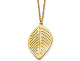 Yellow Plated Stainless Steel Leaf Charm Pendant Necklace with Chain (16 inches)