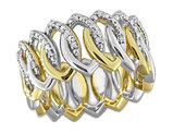1/10 Carat (ctw) Diamond Band Ring Yellow and White Sterling Silver