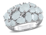 7.79 Carat (ctw) Milky Aquamarine Ring Sterling Silver with Accent Diamonds