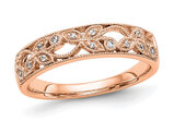 1/20 Carat (ctw) Diamond Leaf Band Ring in 14K Rose Gold