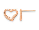 14K Rose Pink Gold Open Heart Post Earrings