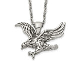 Stainless Steel Polished Eagle Charm Pendant Necklace with 24 Inch Chain 