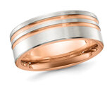 Men's Rose Plated Titanium Brushed Band Ring (8mm)
