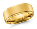 Men's Stainless Steel Yellow Plated Brushed Band Ring (8mm)