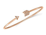 14K Rose Gold Arrow Cuff Slip On Bangle Bracelet with Lab-Grown Diamonds