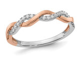 1/8 Carat (ctw) Lab-Grown Diamond Wedding Ring Band 14K Rose and White Gold