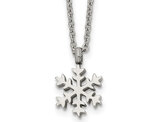 Polished Stainless Steel Snowflake Charm Pendant Necklace with Chain (20 Inches)